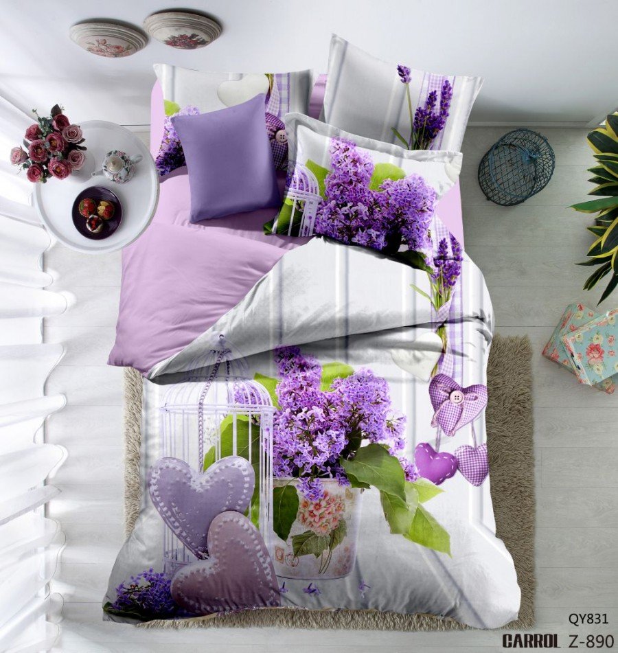 Lenjerie de pat King 3D Ralex Pucioasa 100% poplin Purple Lily